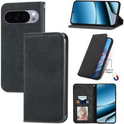 Mobigear Retro Slim Google Pixel 10 Pro XL Hoesje Bookcase Portemonnee - Zwart