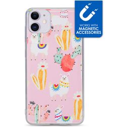 My Style Magneta iPhone 11 Hoesje Flexibel TPU Backcover - Pink Alpaca