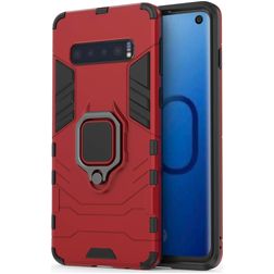 Mobigear Armor Ring Samsung Galaxy S10 Hoesje Hardcase Backcover Shockproof met Ringhouder - Rood