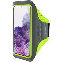 Mobiparts Comfort Fit Telefoonhouder Hardlopen Samsung Galaxy S20 Sport Hoesje Neopreen Sportarmband - Neon Green