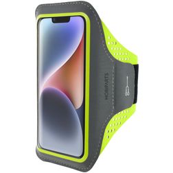Mobiparts Comfort Fit Telefoonhouder Hardlopen iPhone 14 Sport Hoesje Neopreen Sportarmband - Neon Green