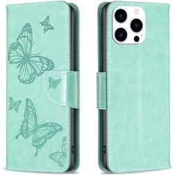 Mobigear Butterfly iPhone 16 Pro Hoesje Bookcase Portemonnee - Groen