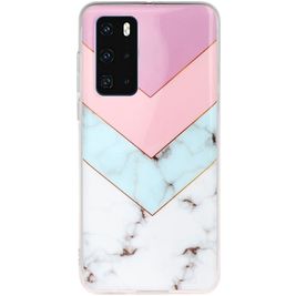 Mobigear Marble Huawei P40 Hoesje Flexibel TPU Backcover - Driekleurig