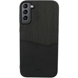 Valenta Card Slot Samsung Galaxy S21 Plus Hoesje Echt Leer Backcover met Pasjeshouder - Zwart