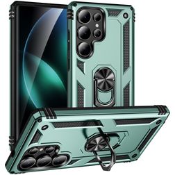 Mobigear Armor ring Samsung Galaxy S25 Ultra Hoesje Hardcase Backcover Shockproof met Ringhouder - Groen