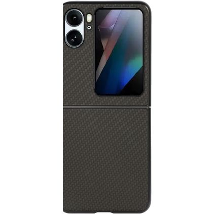 Mobigear Carbon OPPO Find N2 Flip Hoesje Hardcase Backcover - Zwart