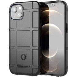 Mobigear Rugged Shield iPhone 13 Hoesje Flexibel TPU Backcover Shockproof - Zwart