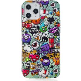 Mobigear Design iPhone 12 Pro Hoesje Flexibel TPU Backcover - Graffiti Mobigear Design iPhone 12 Pro Hoesje Flexibel TPU Backcover - Graffiti