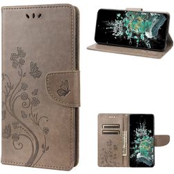 Mobigear Butterfly OnePlus 10T Hoesje Bookcase Portemonnee - Grijs