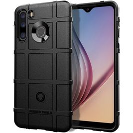 Mobigear Rugged Shield Samsung Galaxy A21 Hoesje Flexibel TPU Backcover Shockproof - Zwart