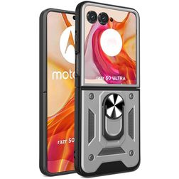 Mobigear Armor Ring Motorola Razr 50 Ultra Hoesje Hardcase Backcover Shockproof met Ringhouder - Zilver