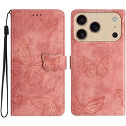Mobigear Butterfly iPhone 17 Pro Max Hoesje Bookcase Portemonnee - Roze