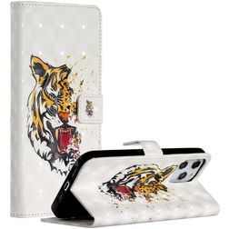 Mobigear Design iPhone 12 Pro Max Hoesje Bookcase Portemonnee - Tijger