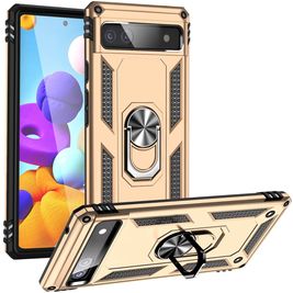 Mobigear Armor Ring Google Pixel 6a Hoesje Hardcase Backcover Shockproof met Ringhouder - Goud