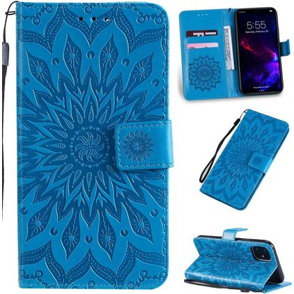 Mobigear Sunflower iPhone 11 Hoesje Bookcase Portemonnee - Blauw