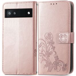 Mobigear Clover Google Pixel 6a Hoesje Bookcase Portemonnee - Roségoud