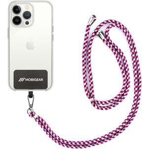 Mobigear Lanyard Universeel Telefoonkoord Verstelbaar - Wit / Blauw / Magenta