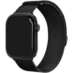 Mobilize RVS Milanese Apple Watch Bandje Magneetsluiting - 49/46/45/44 mm - Zwart