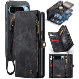 CaseMe 008 Google Pixel 9 Pro XL Hoesje Uitneembare 2in1 Bookcase Portemonnee - Zwart
