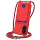 Mobigear Lanyard Card iPhone 16 Plus Siliconen Hoesje met koord en Pasjeshouder - Rood