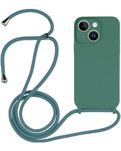 Mobigear Lanyard iPhone 15 Siliconen Hoesje met koord - Groen