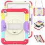 Mobigear SureGrip Xtreme iPad 10 (2022) Hoes Hard Kunststof,Siliconen Backcover + Schouderband + Standaard - Rainbow