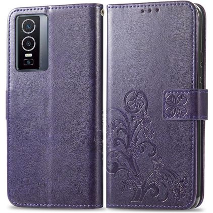 Mobigear Clover Vivo Y76 Hoesje Bookcase Portemonnee - Paars