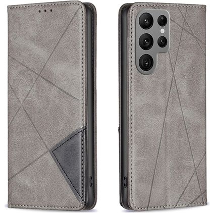 Mobigear Rhombus Slim Samsung Galaxy S24 Ultra Hoesje Bookcase - Grijs
