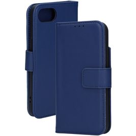 Mobiparts iPhone 16e Hoesje Echt Leer Bookcase Portemonnee - Blauw