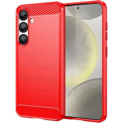 Mobigear Brushed Slim Samsung Galaxy S25 Hoesje Flexibel TPU Backcover - Rood