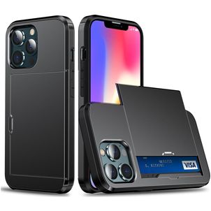 Mobigear Card iPhone 14 Hoesje Hardcase Backcover Shockproof met Pasjeshouder - Zwart