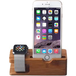 Mobigear Bamboo Telefoon Standaard,Watch Standaard - Bruin Mobigear Bamboo Telefoon Standaard,Watch Standaard - Bruin