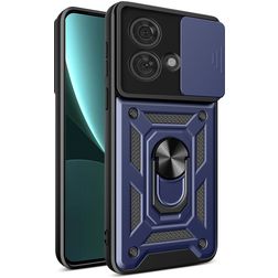 Mobigear Armor Ring Cam Slide Motorola Edge 40 Neo Hoesje Hardcase Backcover Shockproof met Ringhouder en Camera Slider - Blauw
