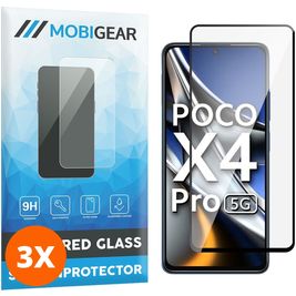 Mobigear Premium POCO X4 Pro 5G Glazen Screenprotector - Case Friendly - Zwart (3-Pack)