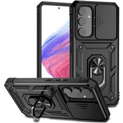Mobigear Armor Ring Cam Slide Samsung Galaxy A54 Hoesje Hardcase Backcover Shockproof met Ringhouder en Camera Slider - Zwart