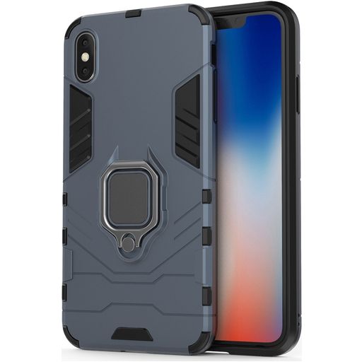 Mobigear Armor Ring iPhone XS Max Hoesje Hardcase Backcover Shockproof met Ringhouder - Blauw