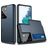 Mobigear Brushed Credit Card Slot Case Blue Samsung Galaxy S21 Ultra
