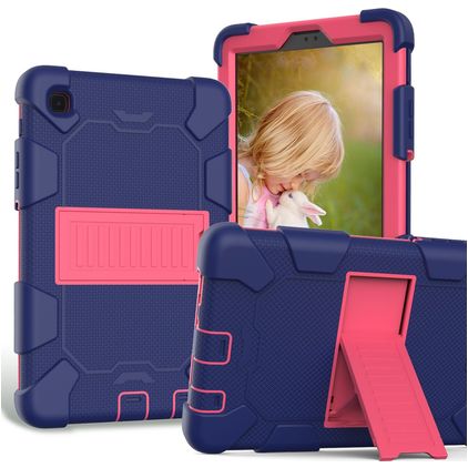 Mobigear ShieldStand Samsung Galaxy Tab A7 Lite Hoes Hard kunststof / Siliconen Backcover + Standaard - Blauw / Roze