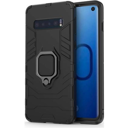 Mobigear Armor Ring Samsung Galaxy S10 Hoesje Hardcase Backcover Shockproof met Ringhouder - Zwart