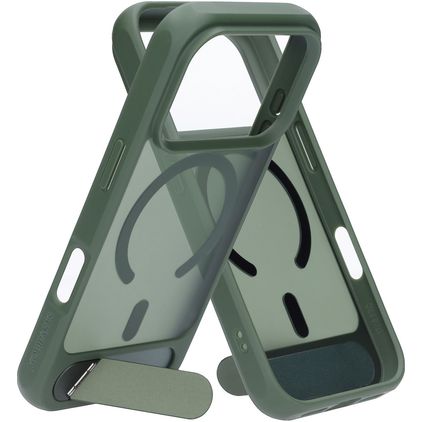 Mobiparts Hardcover iPhone 18 Pro MagSafe Hoesje Hardcase Backcover met Standaard - Satin Green