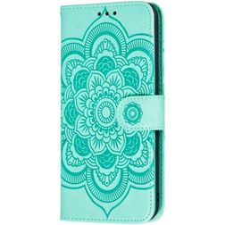 Mobigear Mandala Motorola One Hyper Hoesje Bookcase Portemonnee - Turquoise