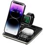 Mobigear AlarmDock Qi Laadstation voor Telefoon / AirPods en Apple Watch met Wekker - Zwart
