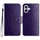 Mobigear Flowers iPhone 16 Hoesje Bookcase Portemonnee - Paars