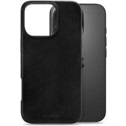 Mobilize Premium iPhone 16 Pro MagSafe Hoesje Echt Leer Backcover - Zwart