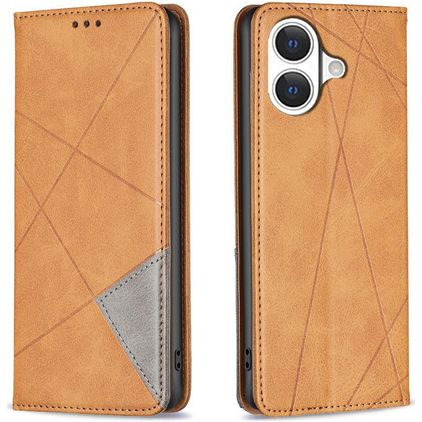 Mobigear Rhombus Slim iPhone 17 Hoesje Bookcase - Cognac