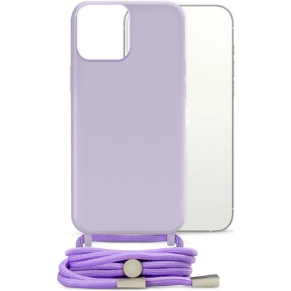 Mobilize Lanyard Gelly iPhone 13 Flexibel TPU Hoesje met koord - Pastel Purple