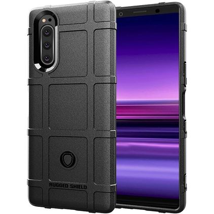 Mobigear Rugged Shield Sony Xperia 5 Hoesje Flexibel TPU Backcover Shockproof - Zwart
