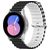 Mobigear Ocean Siliconen Smartwatch Bandje Gespsluiting - Universeel 22 mm connector - Zwart / Wit