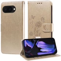 Mobigear Flowers Google Pixel 9a Hoesje Bookcase Portemonnee - Goud