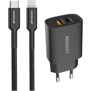 Mobigear Essentials Single USB-C Oplader Apple Lightning 1 Meter Power Delivery 20W - Zwart